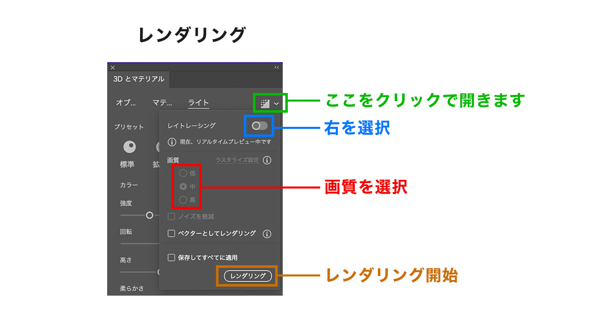 レンダリングの設定